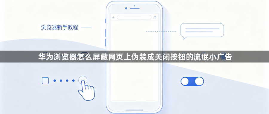 华为浏览器怎么屏蔽网页上伪装成关闭按钮的流氓小广告1