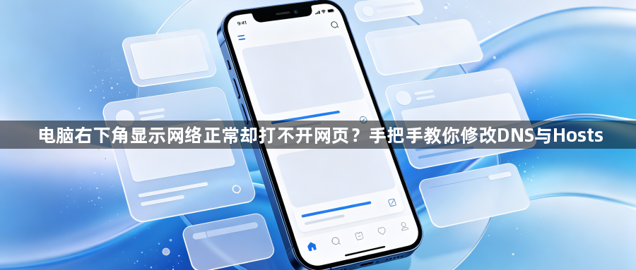 电脑右下角显示网络正常却打不开网页？手把手教你修改DNS与Hosts1